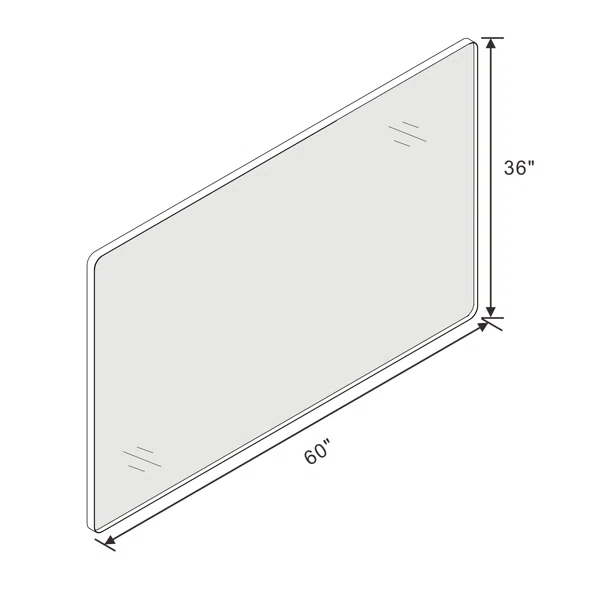 60" x 36" Black Vanity Wall Mirror With Metal Frame