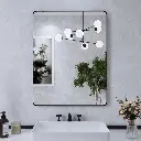 36" x 28" Black Vanity Wall Mirror With Metal Frame