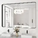 48" x 36" Filleted Corner Wall Mounted Mirror, Bathroom Mirror, Vanity Wall Mirror With Aluminum Frame