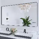 55" x 30" Filleted Corner Wall Mounted Mirror, Bathroom Mirror, Vanity Wall Mirror With Aluminum Frame