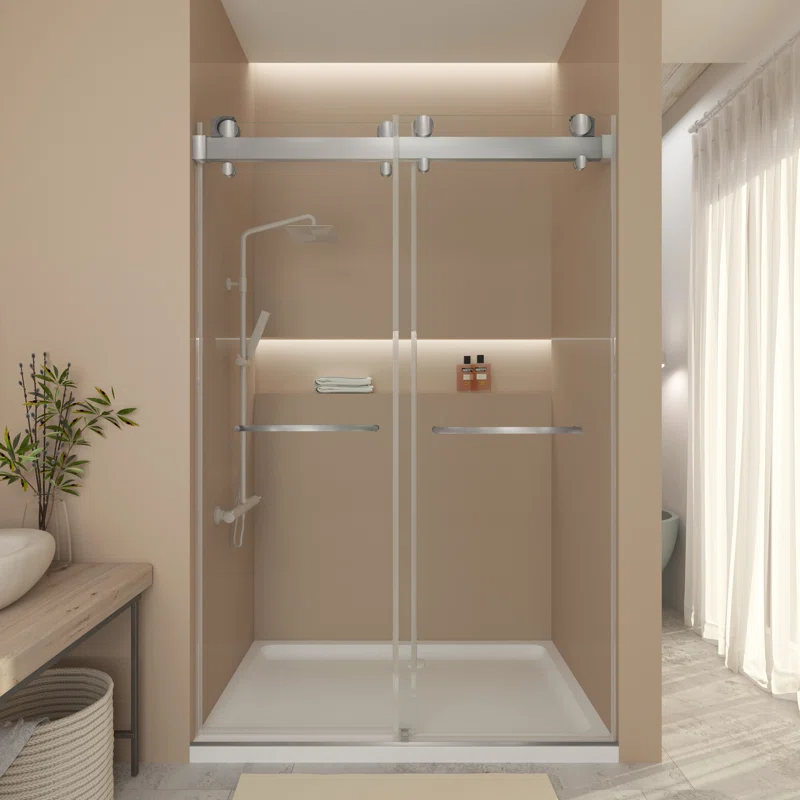 60" W x 79" in H Frameless Shower Door with Advanced Closing System