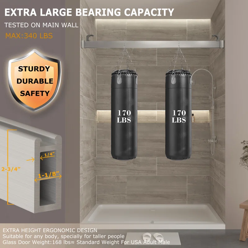 73" W x 79" H Double Sliding Door Shower Door With Closing System