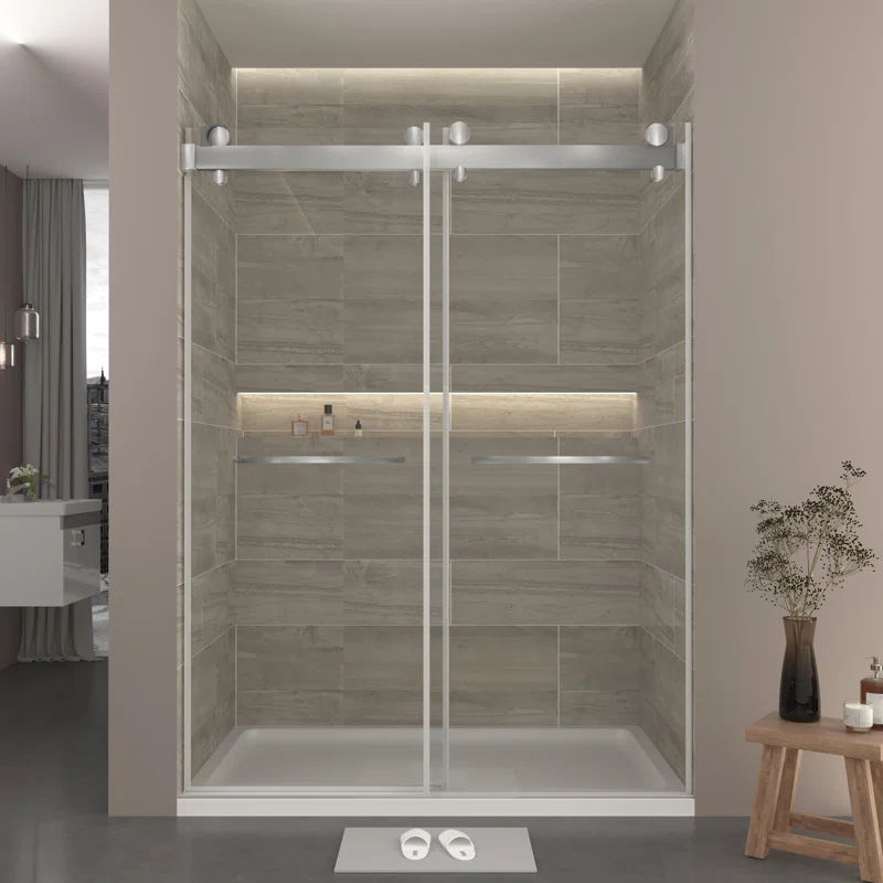 73" W x 79" H Double Sliding Door Shower Door With Closing System