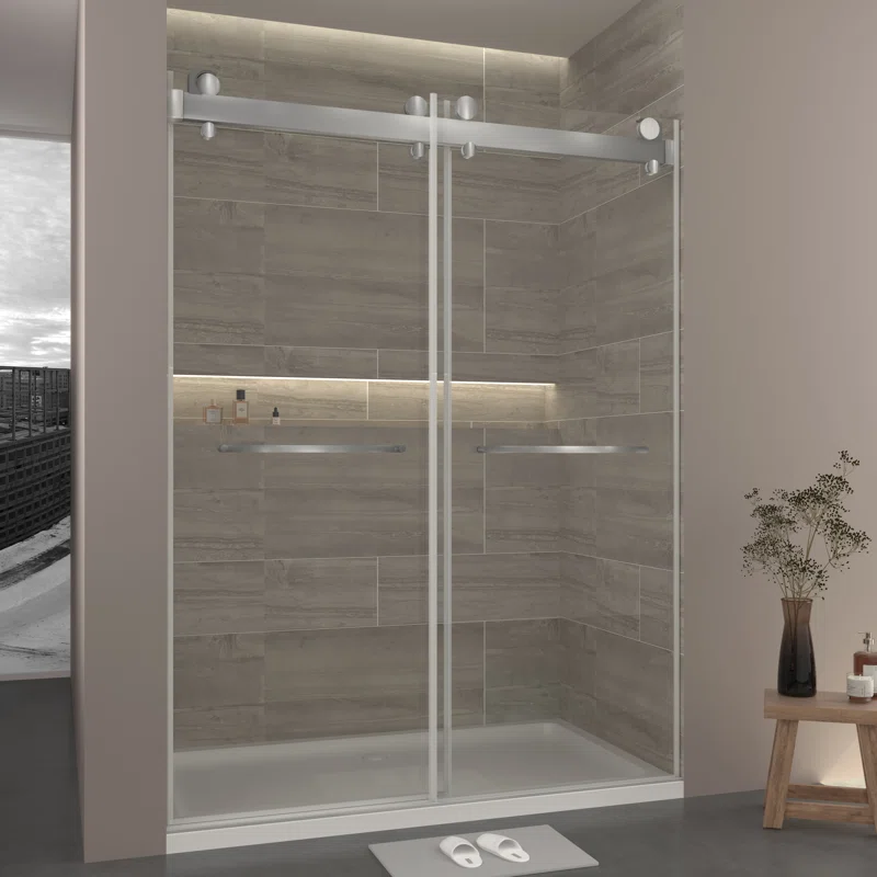 73" W x 79" H Double Sliding Door Shower Door With Closing System