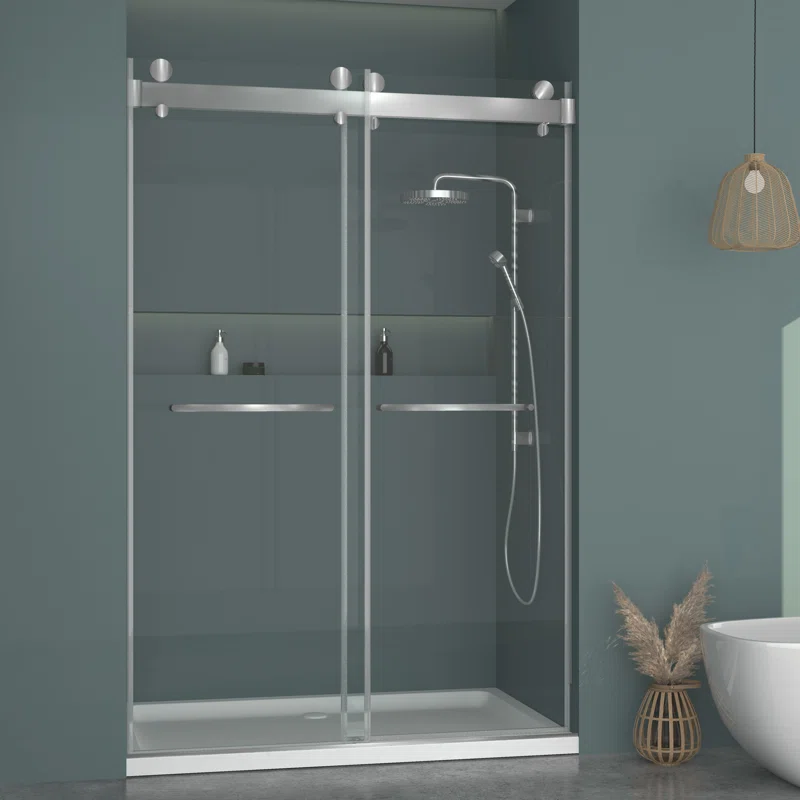 60" W x 79" in H Frameless Shower Door with Advanced Closing System