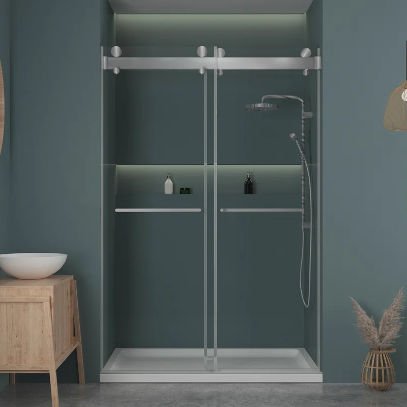 60" W x 79" in H Frameless Shower Door with Advanced Closing System