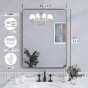 24" x 32" Filleted Corner Wall Mounted Mirror, Bathroom Mirror, Vanity Wall Mirror With Black Aluminum Frame 