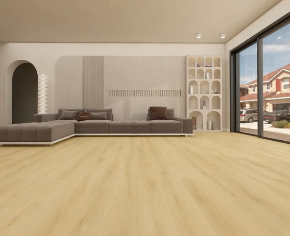 TYAS-409 Sahara Beige-Tyann 6MM SPC Flooring | 7"x48" Planks, Embossed Texture, 20Mil Wear Layer, Urethane Finish, Valinge 2G Locking, 15-35 Year Warranty, 40 Lbs/Box,100% Waterproof