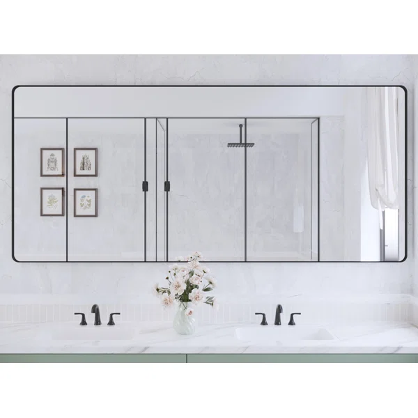 72" x 32" Black Vanity Wall Mirror With Metal Frame