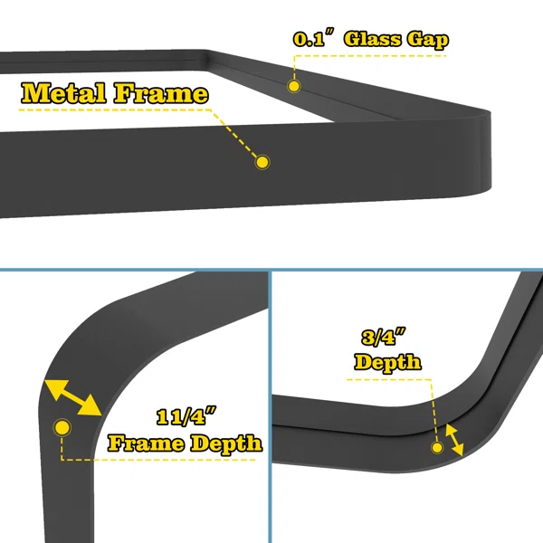 72" x 32" Black Vanity Wall Mirror With Metal Frame