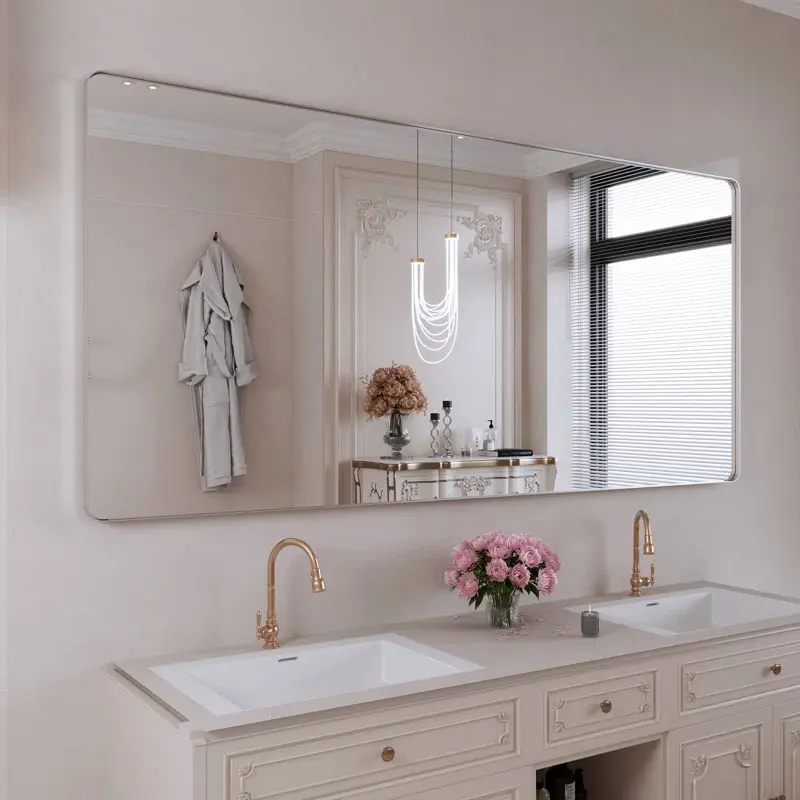 Filleted+Corner+Wall+Mounted+Mirror,+Bathroom+Mirror,+Vanity+Wall+Mirror+With+Aluminum+Frame,+28_+x+59_,+Brushed+Nickel.webp