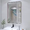 24" x 36"  Filleted Corner Wall Mounted Mirror, Bathroom Mirror, Vanity Wall Mirror With Aluminum Frame