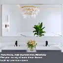 55" x 30" Filleted Corner Wall Mounted Mirror, Bathroom Mirror, Vanity Wall Mirror With Aluminum Frame