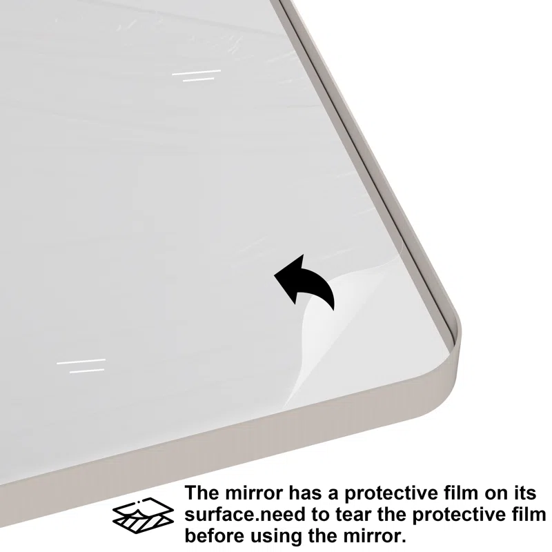 55" x 30" Filleted Corner Wall Mounted Mirror, Bathroom Mirror, Vanity Wall Mirror With Aluminum Frame