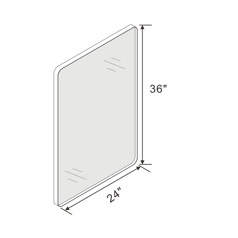 24" x 36" Filleted Corner Wall Mounted Mirror, Bathroom Mirror, Vanity Wall Mirror With Aluminum Frame