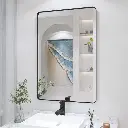 24" x 36" Filleted Corner Wall Mounted Mirror, Bathroom Mirror, Vanity Wall Mirror With Aluminum Frame
