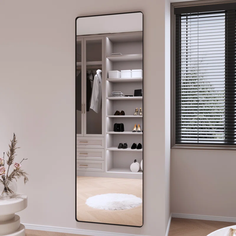 60" x 36" Filleted Corner Wall Mounted Mirror, Bathroom Mirror, Vanity Wall Mirror With Aluminum Frame