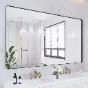 60" x 36" Filleted Corner Wall Mounted Mirror, Bathroom Mirror, Vanity Wall Mirror With Aluminum Frame