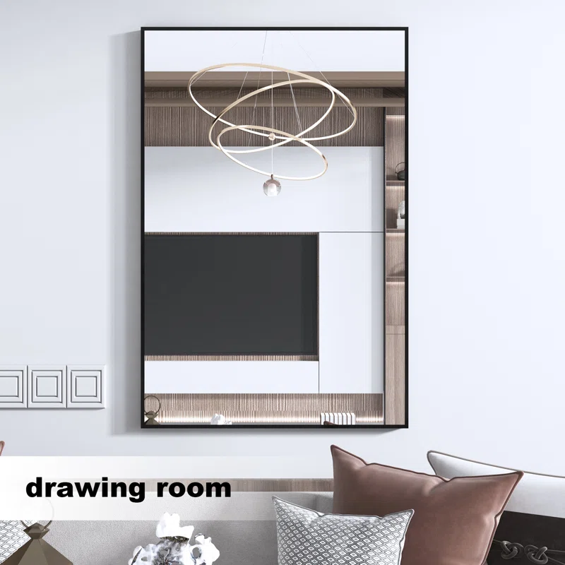 24" x 36" Lesamuel Wall Mounted Vanity Mirror w/ Aluminum Frame for Bedroom, Entryway, Living Room