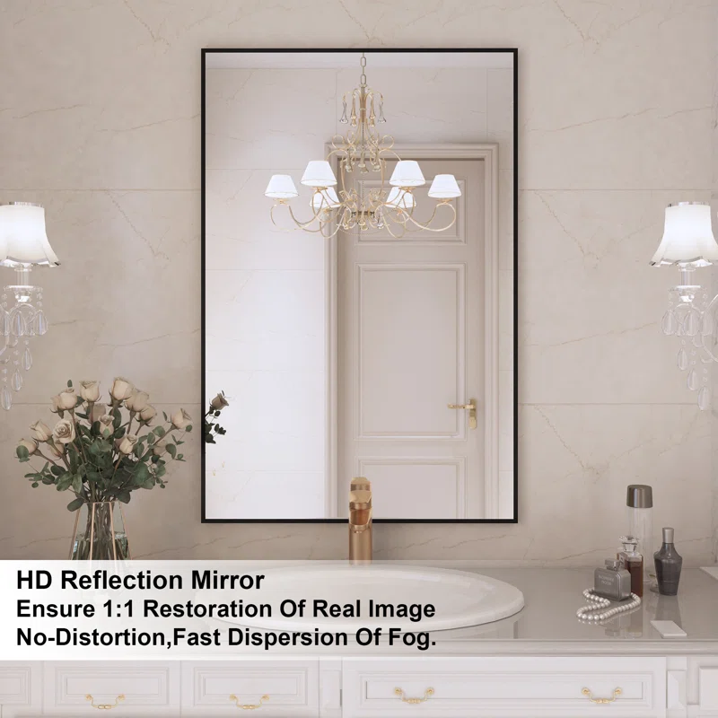 24" x 36" Lesamuel Wall Mounted Vanity Mirror w/ Aluminum Frame for Bedroom, Entryway, Living Room