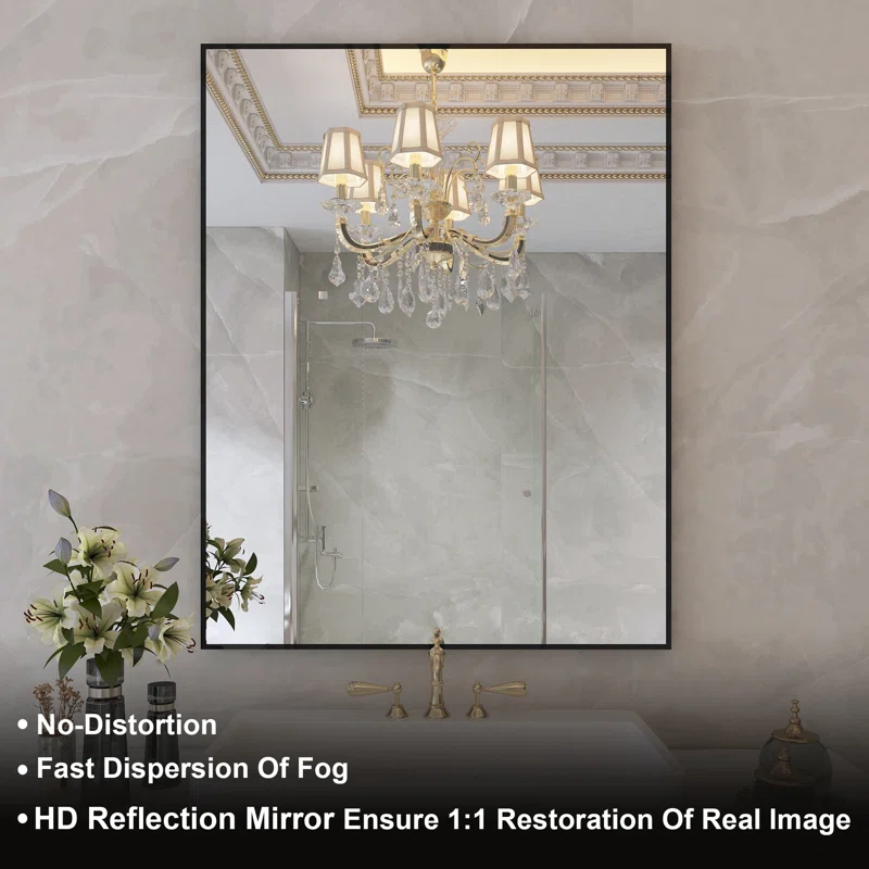 28" x 36" Lesamuel Wall Mounted Vanity Mirror w/ Aluminum Frame for Bedroom, Entryway, Living Room