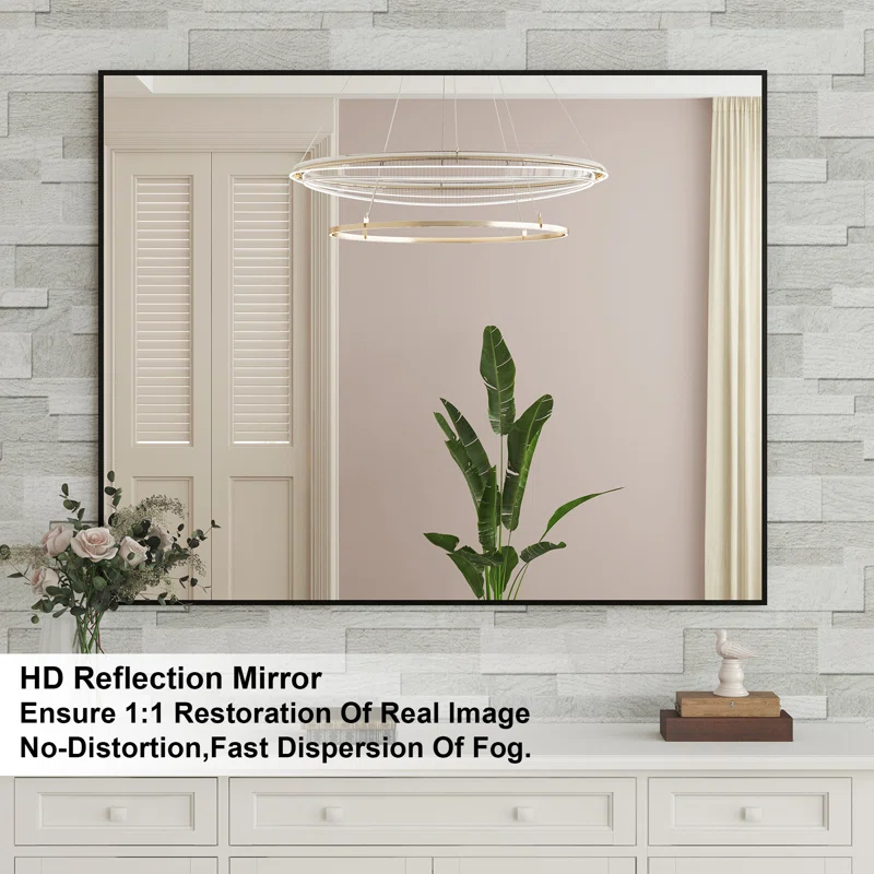 40" x 32" Lesamuel Wall Mounted Vanity Mirror w/ Aluminum Frame for Bedroom, Entryway, Living Room