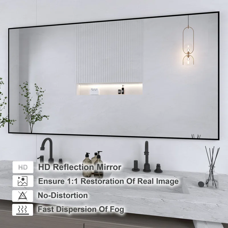 55" x 30" Lesamuel Wall Mounted Vanity Mirror w/ Aluminum Frame for Bedroom, Entryway, Living Room