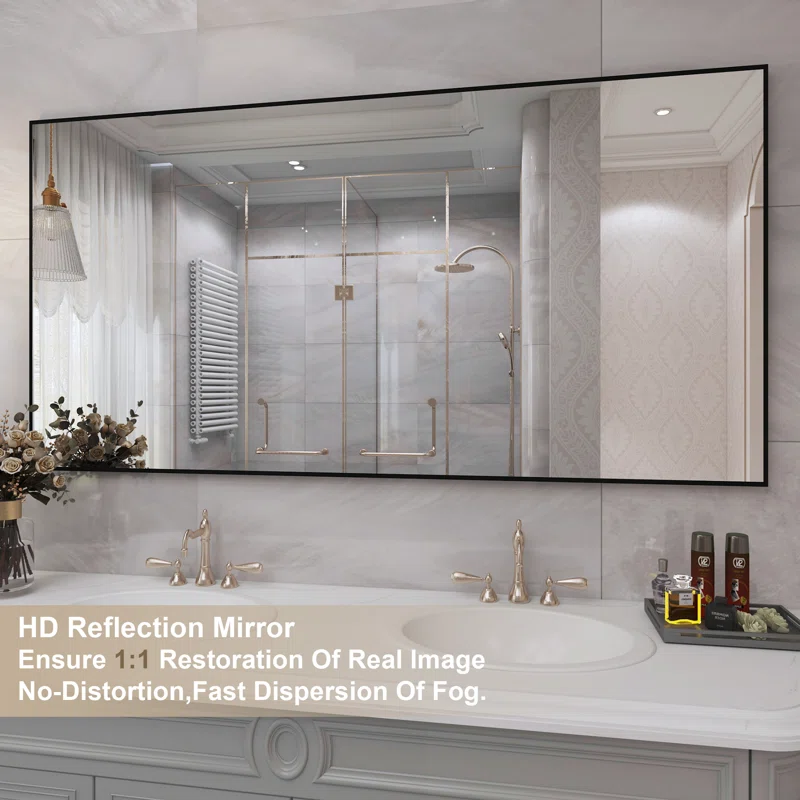 60" x 28" Lesamuel Wall Mounted Vanity Mirror w/ Aluminum Frame for Bedroom, Entryway, Living Room