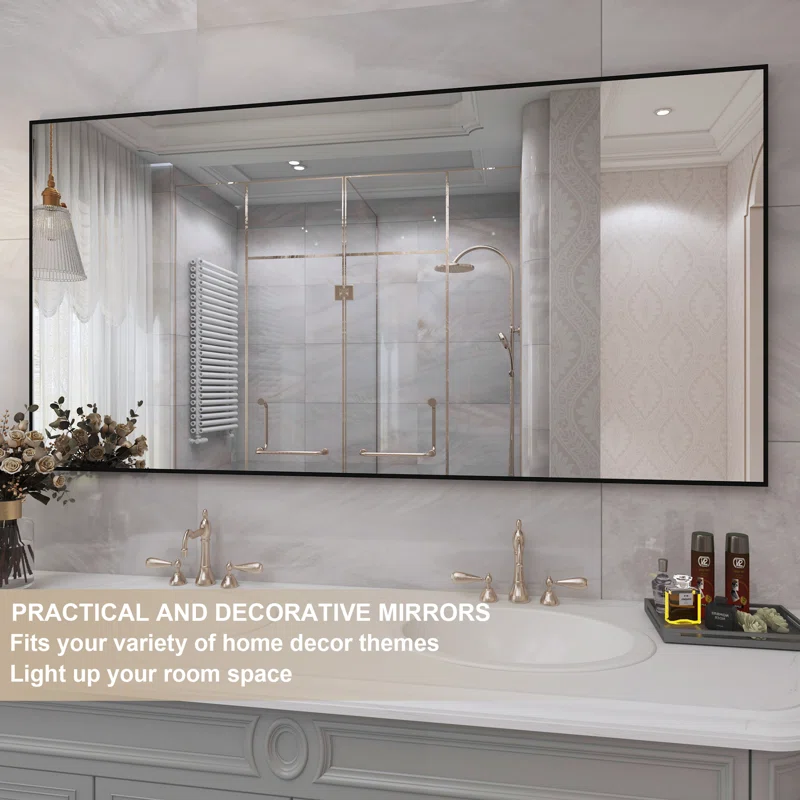 60" x 28" Lesamuel Wall Mounted Vanity Mirror w/ Aluminum Frame for Bedroom, Entryway, Living Room