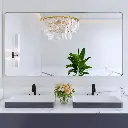 55" x 30" Silver Filleted Corner Wall Mounted Mirror, Bathroom Mirror