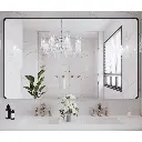 60" x 36" Black Filleted Corner Wall Mounted Mirror, Bathroom Mirror, Vanity Wall Mirror With Metal Frame
