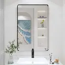 24" x 36" Black Filleted Corner Wall Mounted Mirror, Bathroom Mirror, Vanity Wall Mirror With Metal Frame