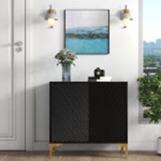 HOWCOOL Wooden Floor Cabinet Double Door Rust Proof Entryway Storage Unit Console Table (BLACK) 