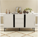 Alamia 55"W Storage Cabinet with Drawers, Wood Buffet Sideboard with Adjustable Shelf, White Large Cupboard
