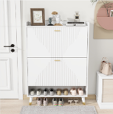 White Two-turn Cup Shoe Cabinet 