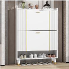 Shoe Storage Cabinet with 2 Flip Drawers, Hidden Narrow Shoes Rack Organizer， Holds 24 Pairs, White