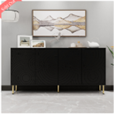 Black folio four-door cream style side cabinet 