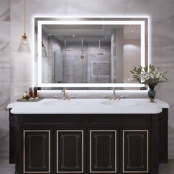 48" x 32" Tempered Glass,Frameless, Anti-Fog, Dimmable, Backlit + Front Lit LED Vanity Mirror 