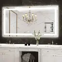 55" x 30" Tempered Glass,Frameless, Anti-Fog, Dimmable, Backlit + Front Lit LED Vanity Mirror