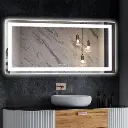 60''x28'' Tempered Glass,Frameless, Anti-Fog, Dimmable, Backlit + Front Lit LED Vanity Mirror 