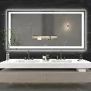 72''x36'' Tempered Glass Frameless LED Bathroom Mirror with Front and Backlight 