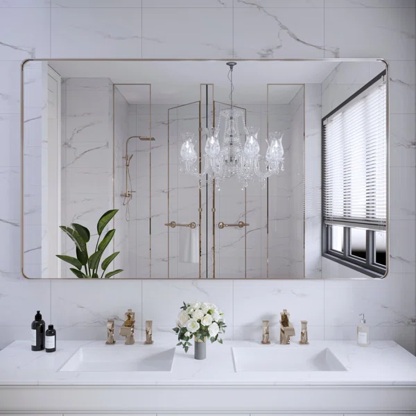 60" x 36" Black Vanity Wall Mirror With Metal Frame  