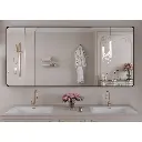 60" x 28" Black Filleted Corner Wall Mounted Mirror, Bathroom Mirror, Vanity Wall Mirror With Metal Frame 