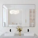 48" x 36" Silver Filleted Corner Wall Mounted Mirror, Bathroom Mirror