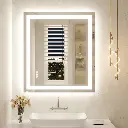 36''x32'’Tempered Glass Frameless LED Bathroom Mirror with Front and Backlight