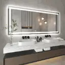 72''x32’Tempered Glass Frameless LED Bathroom Mirror with Front and Backlight