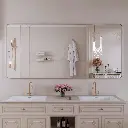 60" x 28" Silver Filleted Corner Wall Mounted Mirror, Bathroom Mirror