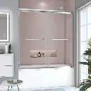 60" W x 62" H Double Sliding Tub Door with Clear Tempered Glass