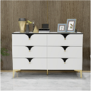 White Modern 6 Drawers Dresser Cabinet 