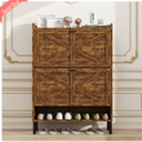 Flamed Wood Vintage Two Flip Shoe Cabinet 